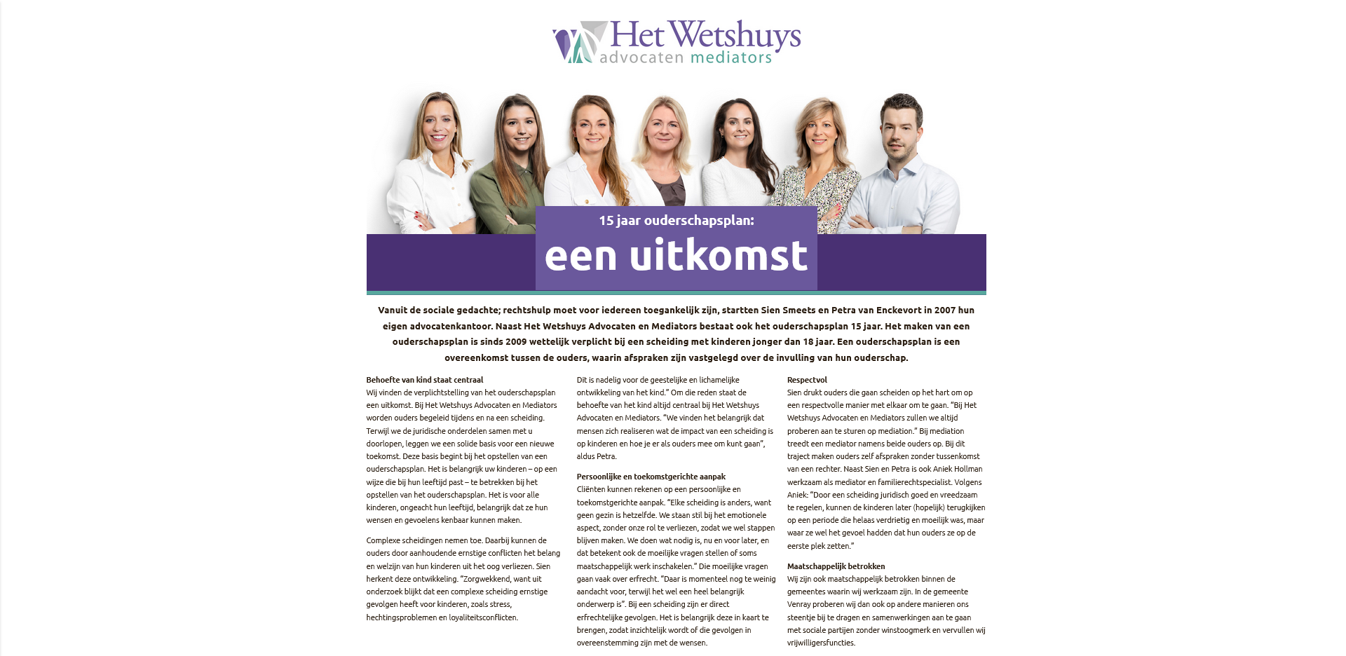 Artikel Informatiekrant | 15 jaar ouderschapsplan: een uitkomst